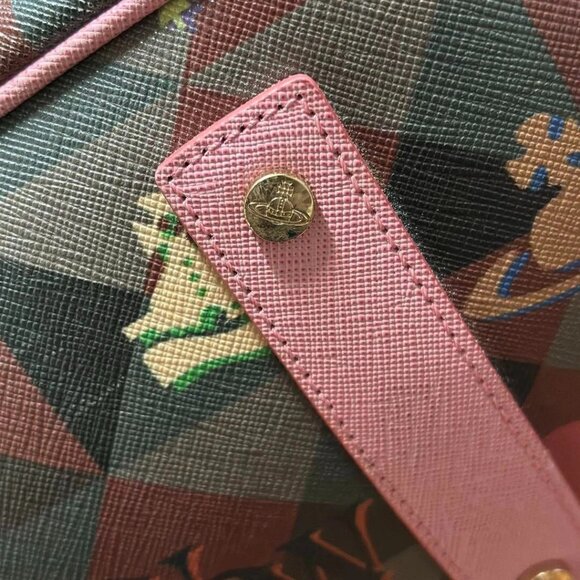 VIVIENNE WESTWOOD Hand Tote Bag PVC Brown pink Multicolor Orb from Japan - Picture 12 of 14